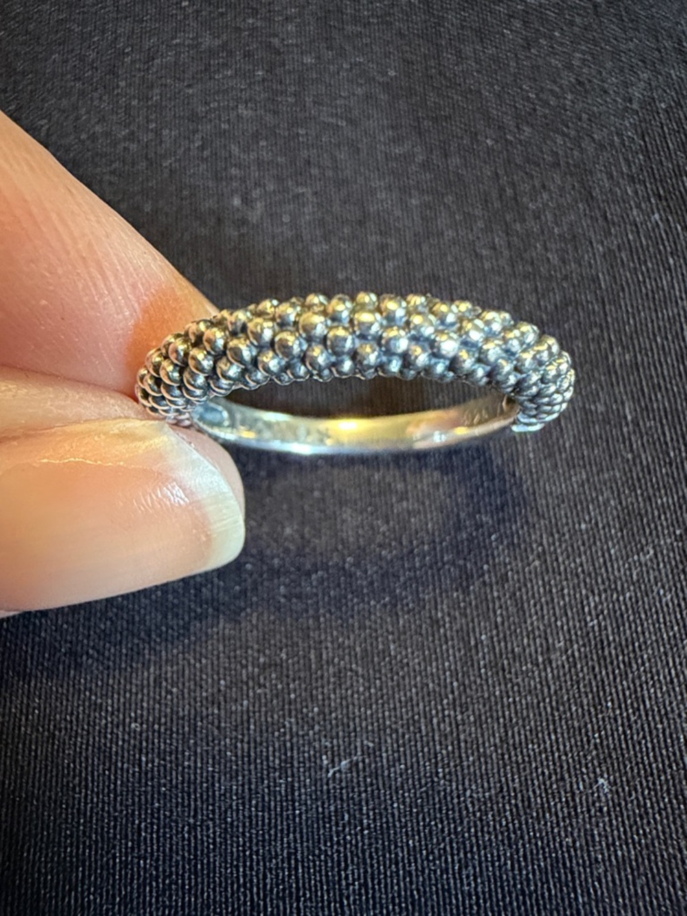 Lagos Signature Caviar Beaded Stacking Ring. Size 7